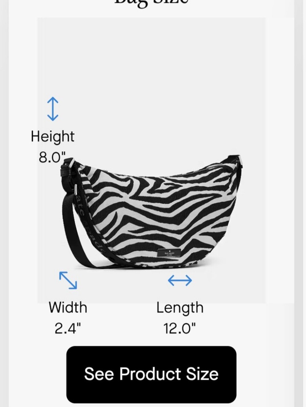 Zebra Kate Spade Sling Crossbody - Picture 4 of 4